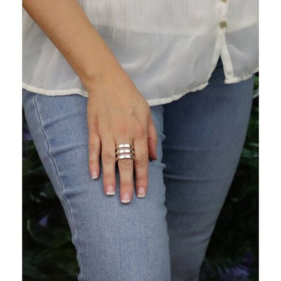 Sterling Silver Triple Stackable Band Ring Silpada Size 9.5 - Picture 4 of 9